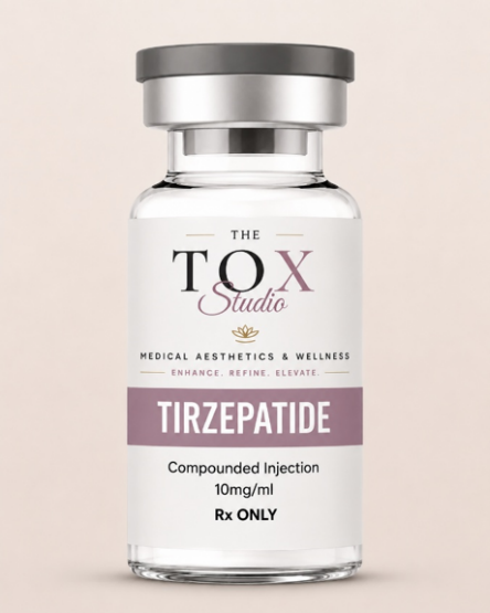 The Tox Studio branded Tirzepatide compounded injection vial